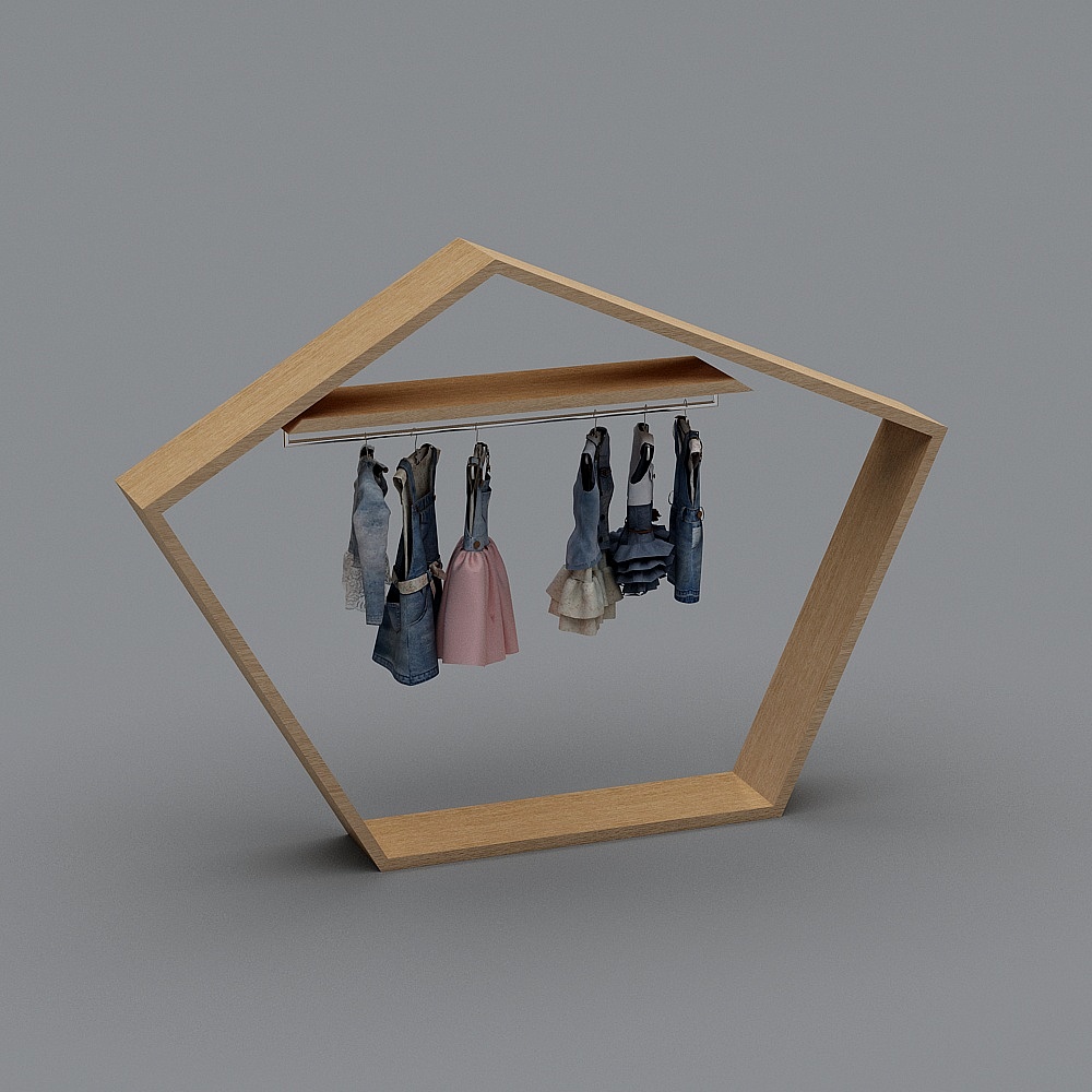 现代儿童服装店-几何展示架