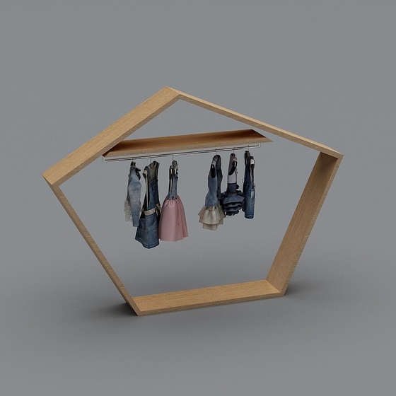 Modern Children's Clothing Store Geometric Display Rack in Brown