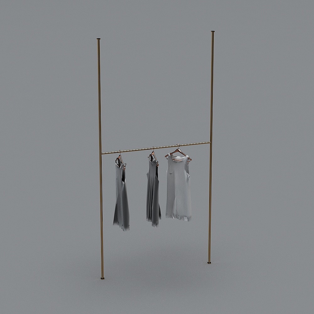 现代服装店女装店-展架+服装商品-13D模型