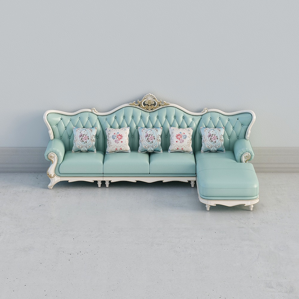8663珍珠白转角沙发3D模型
