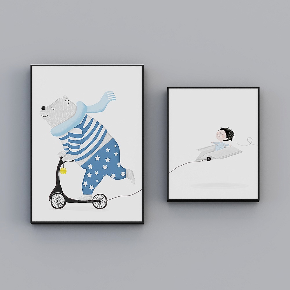 快乐工坊-北欧风-儿童房床头组合装饰画-梦境奇遇