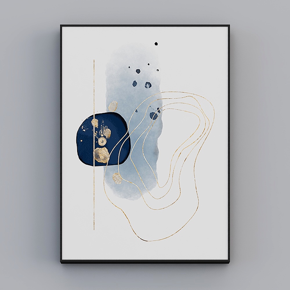 快乐工坊-北欧风-客厅卧室背景墙装饰画-碧璃3D模型