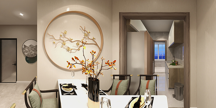 张家口建工-葡园居样板间新中式风格-装修设计方案