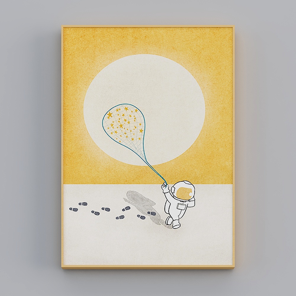 快乐工坊-现代风-宇宙月球儿童房卧室装饰画-畅游宇宙