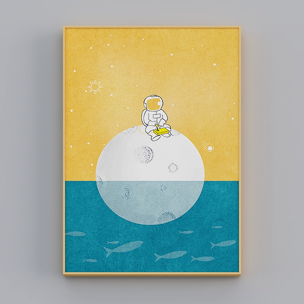 快乐工坊-现代风-宇宙月球儿童房卧室装饰画-畅游宇宙
