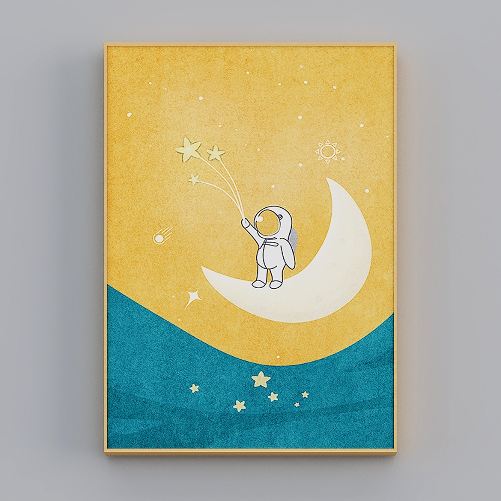 快乐工坊-现代风-宇宙月球儿童房卧室装饰画-畅游宇宙