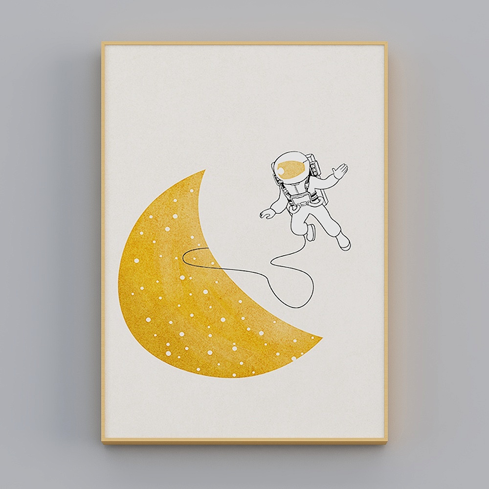 快乐工坊-现代风-宇宙月球儿童房卧室装饰画-畅游宇宙