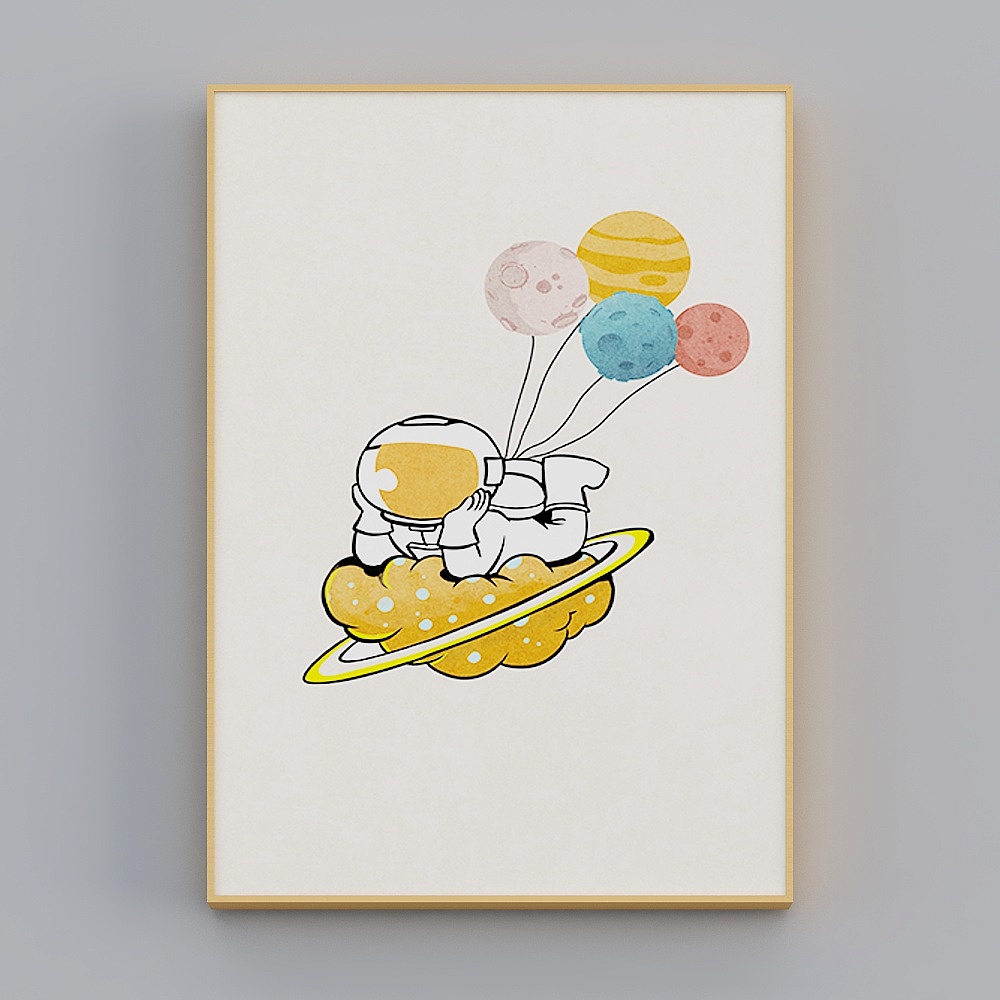 快乐工坊-现代风-宇宙月球儿童房卧室装饰画-畅游宇宙