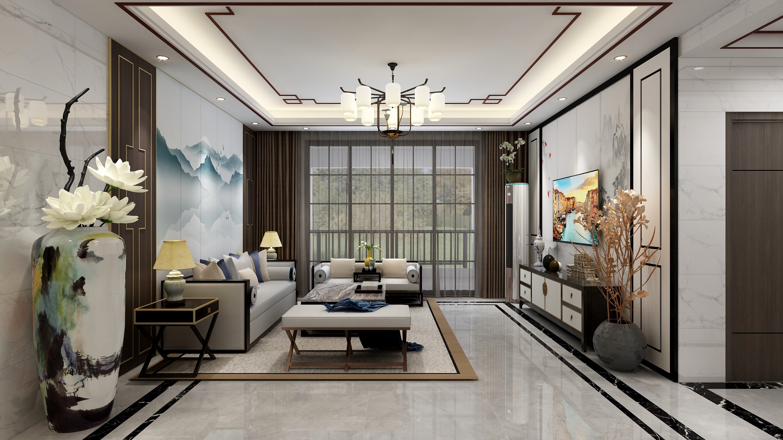 风之言-东江锦城新中式装修效果图