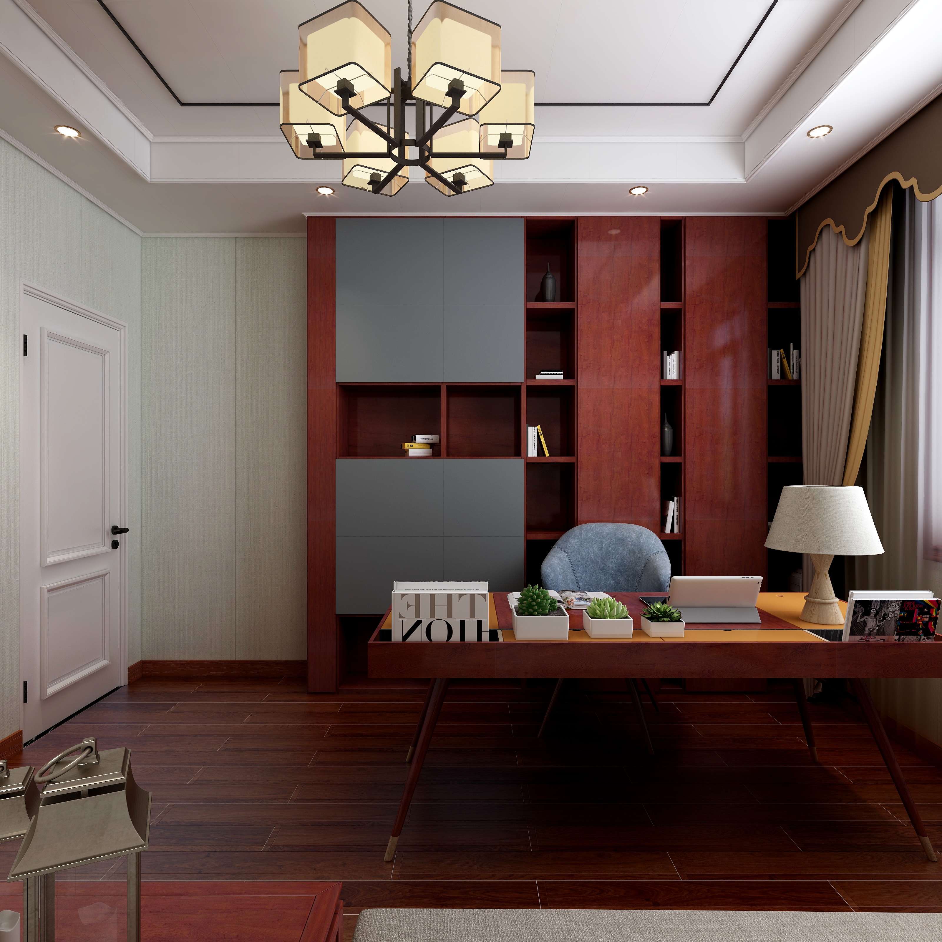 校富华-新中式复式二层别墅装修效果图