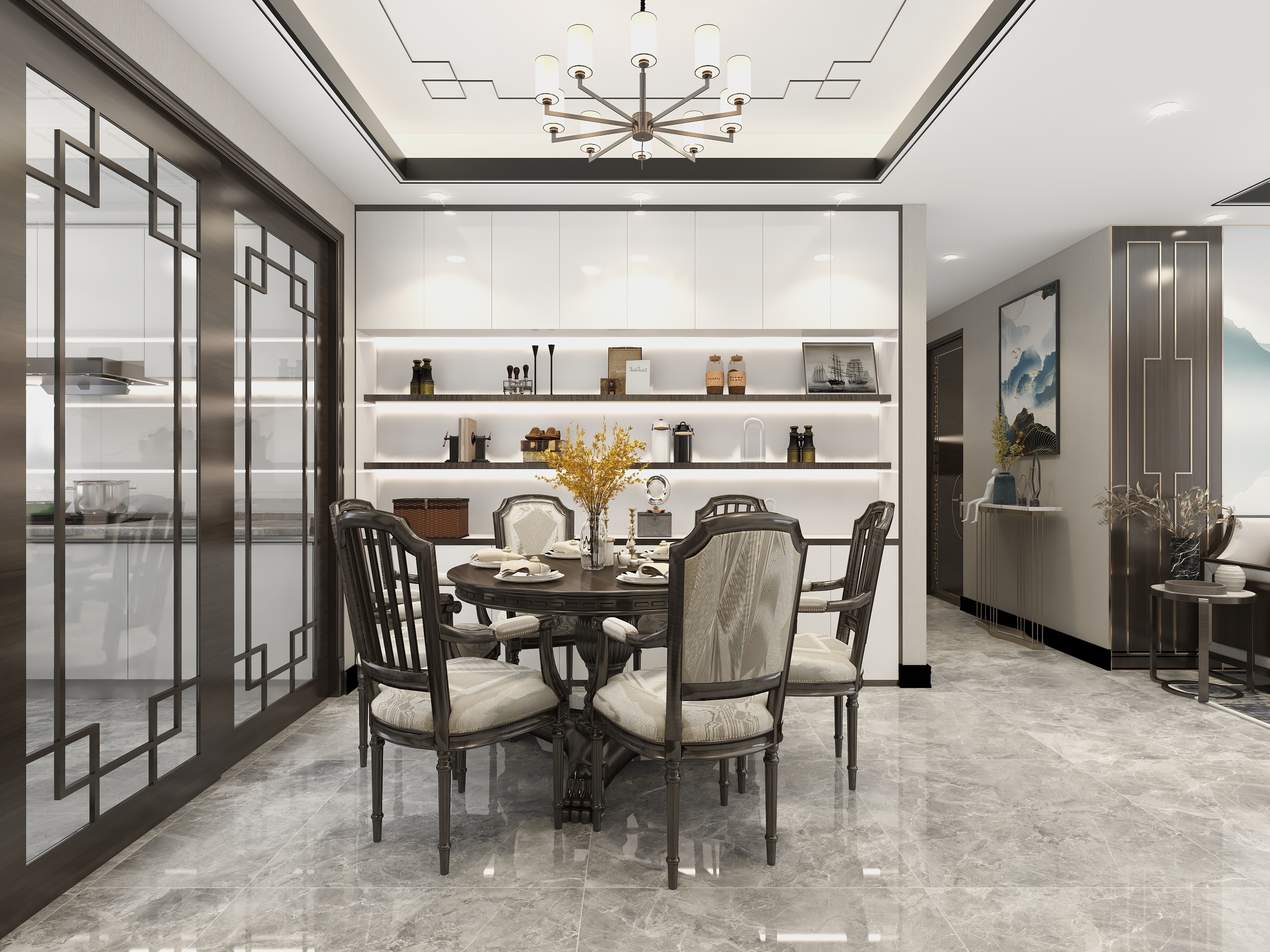 李青越-新中式四居设计装修效果图