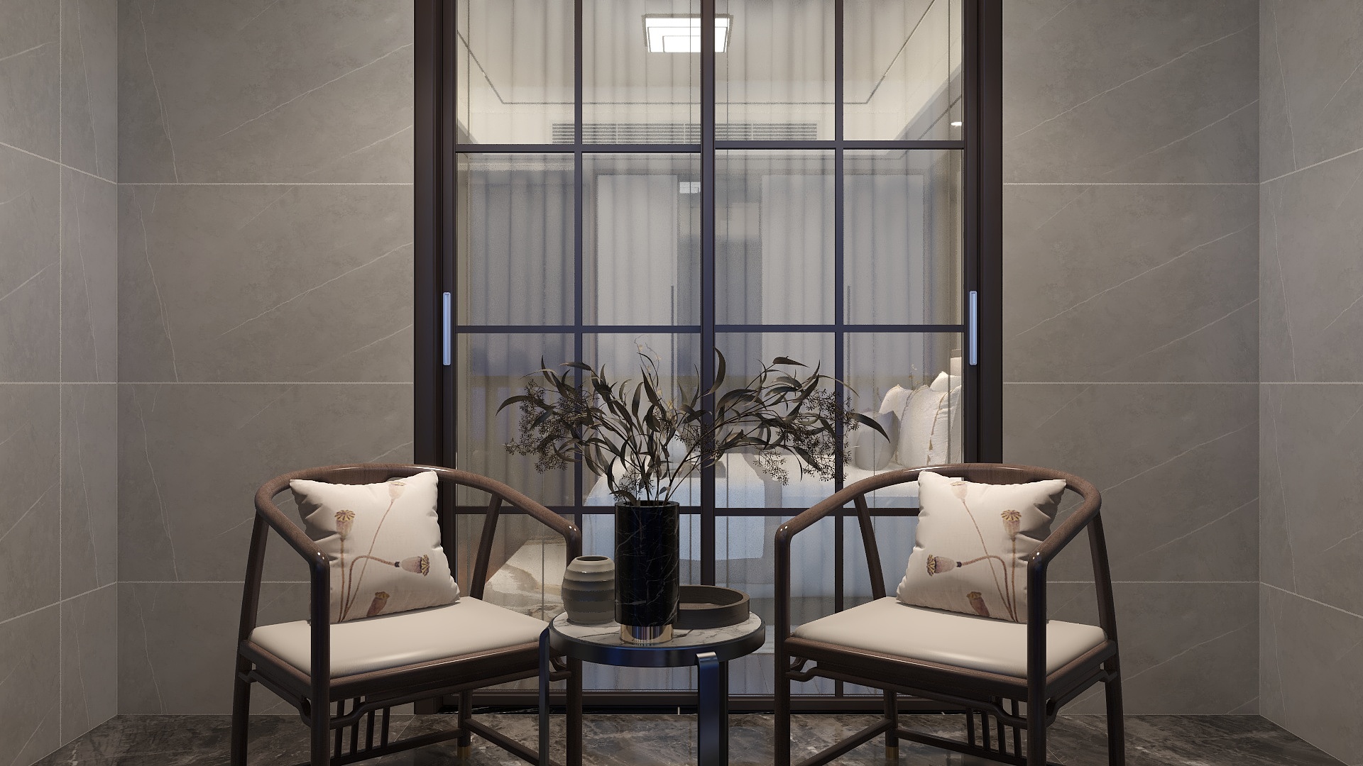 一品设计YP-98m²复式新中式装修效果图