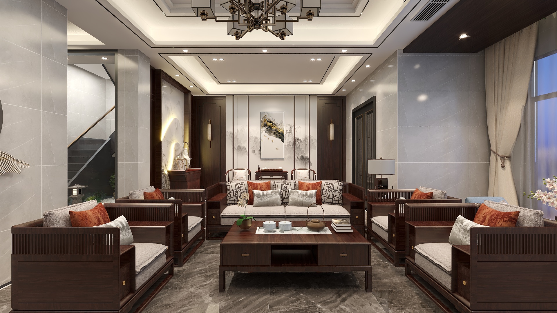 一品设计YP-98m²复式新中式装修效果图