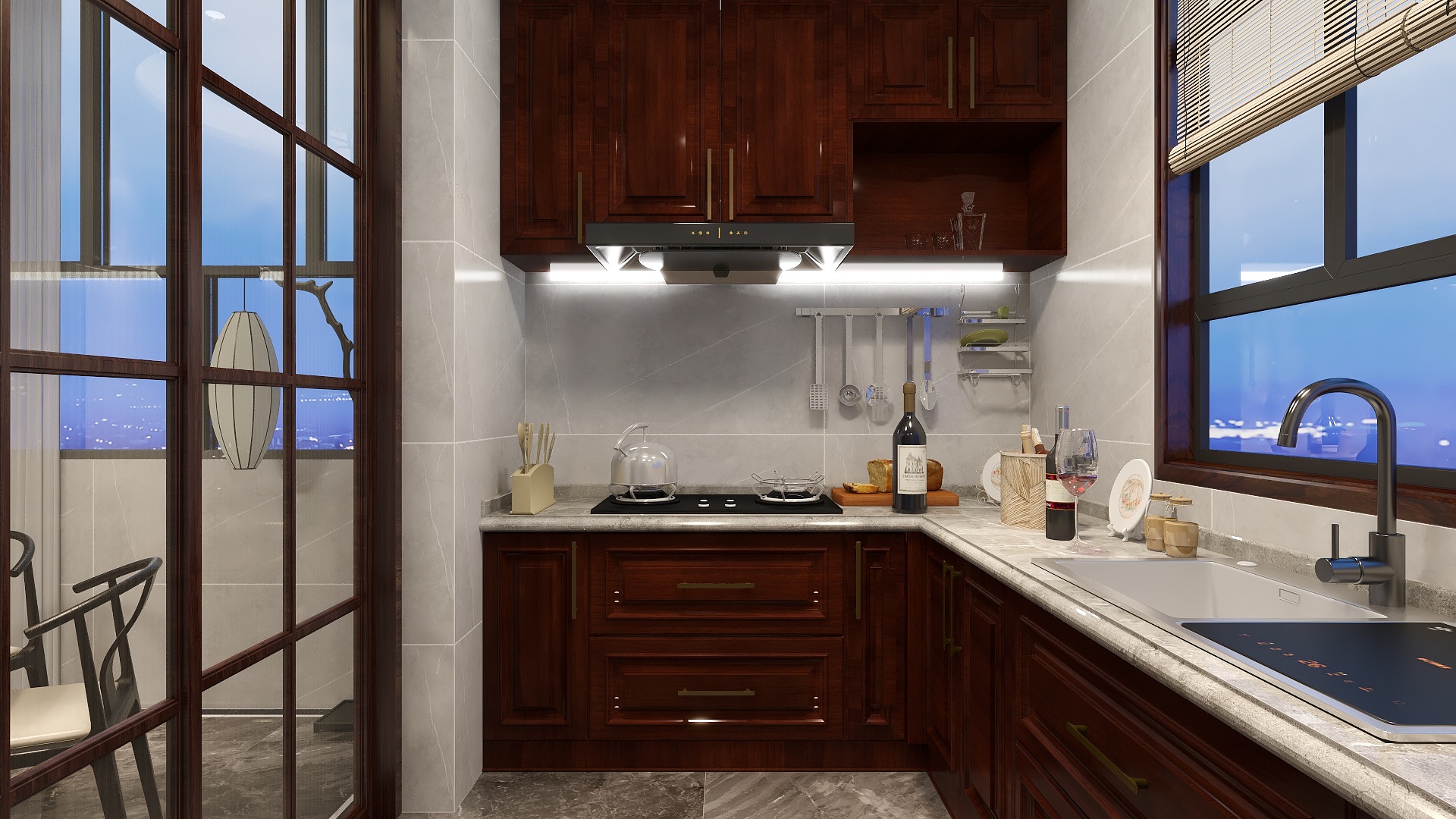 一品设计YP-98m²复式新中式装修效果图