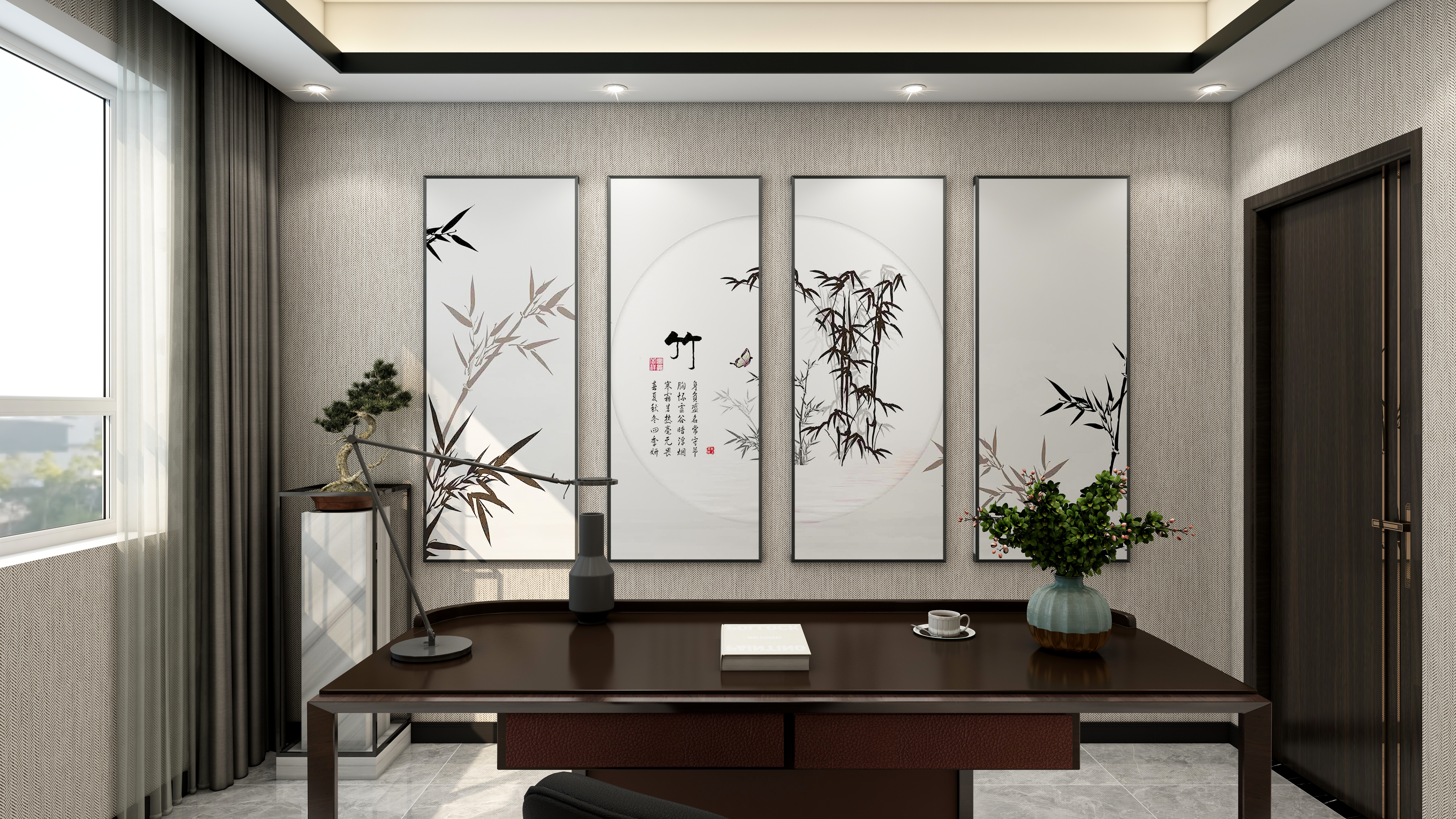 刘柄岑-四居复式新中式装修效果图