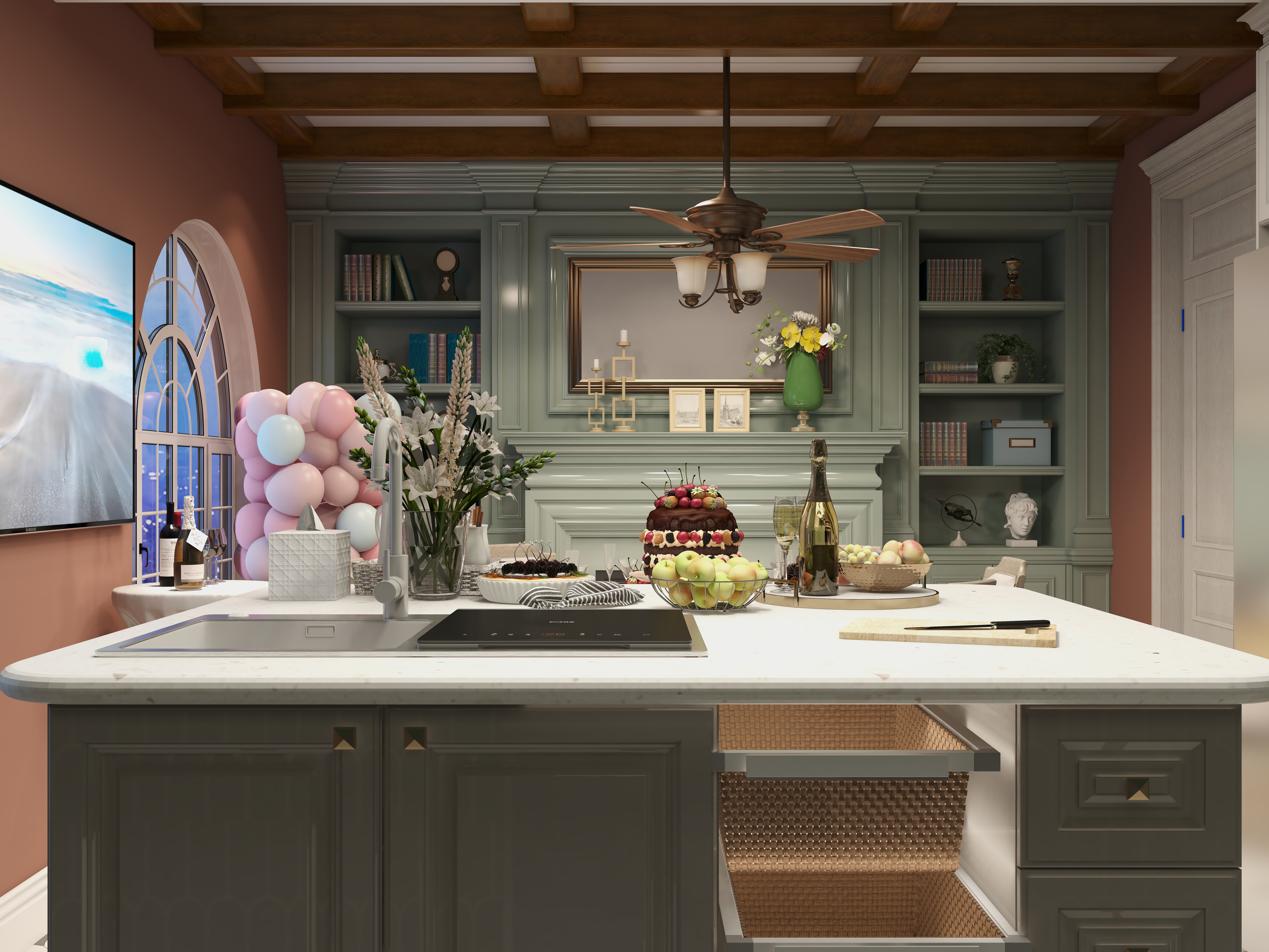 CG安安耶-【创意造】暖心相聚25平简美风格餐厅装修效果图