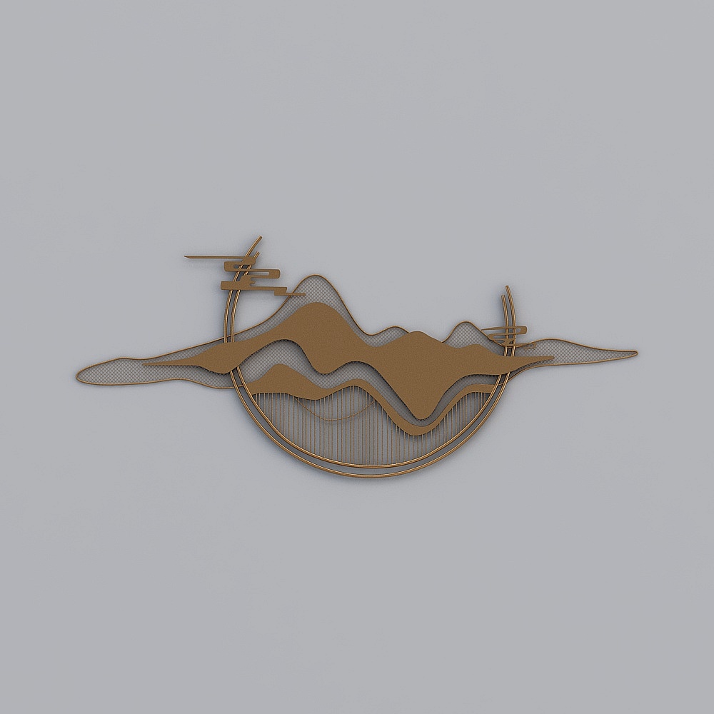 卓益-现代风-客厅卧室玄关墙面铁艺挂件-秀丽河山3D模型