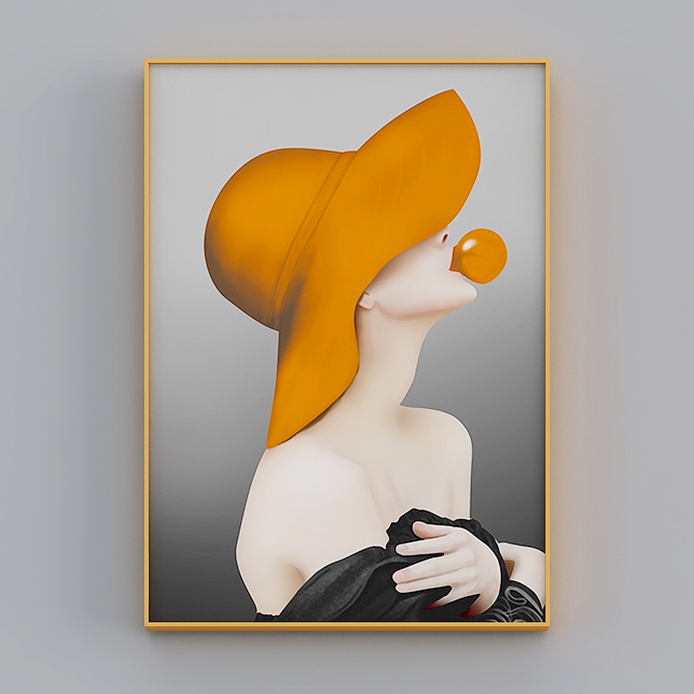 卓益-现代风-橘色玄关客厅卧室装饰画-曼妙多姿3D模型