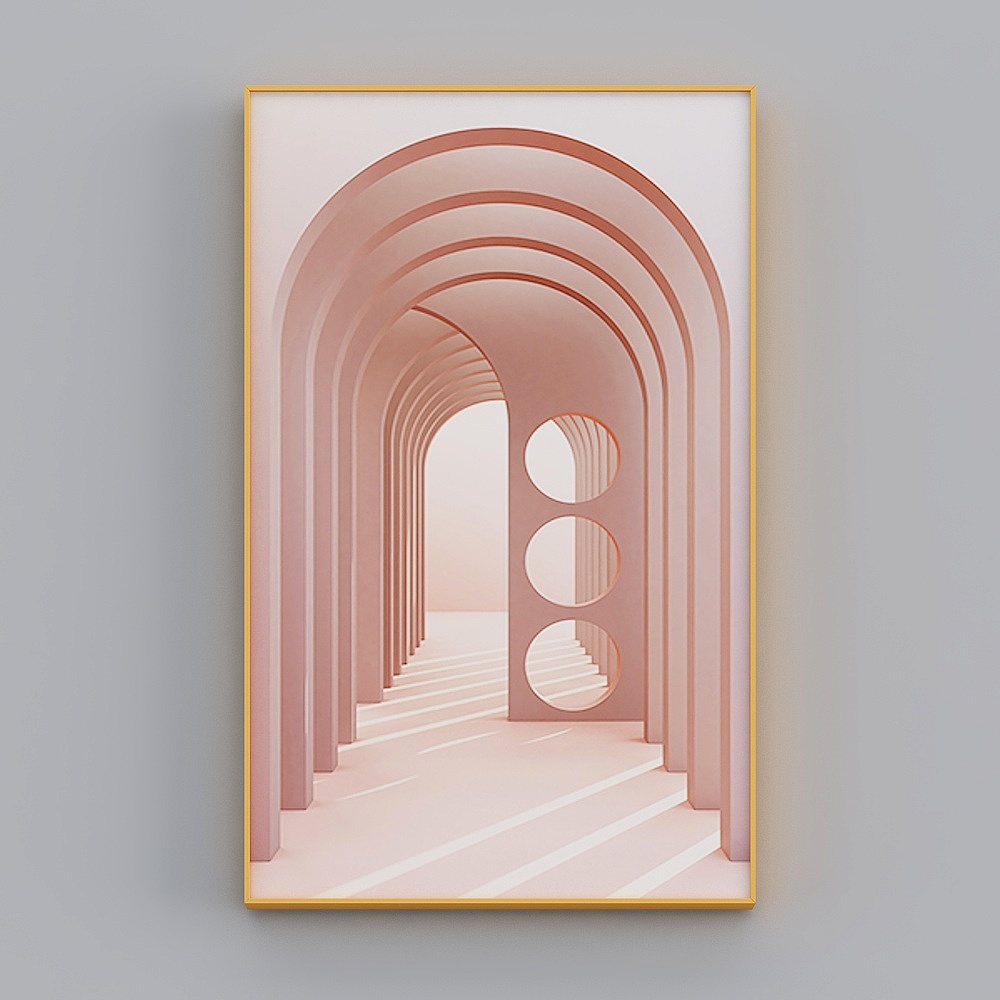 卓益-现代风-客厅过道壁画竖版玄关装饰画-奇妙空间3D模型