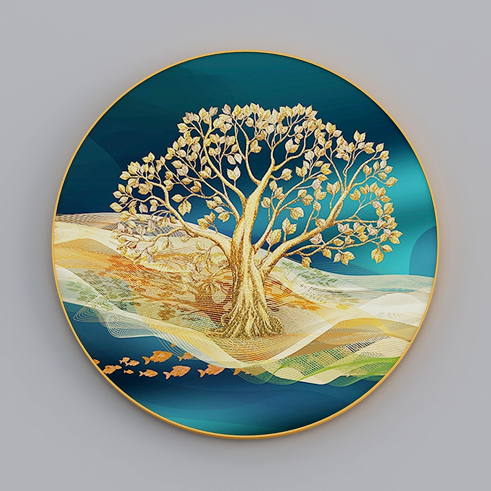 卓益-现代风-轻奢过道走廊客餐厅装饰画-麋鹿进门3D模型