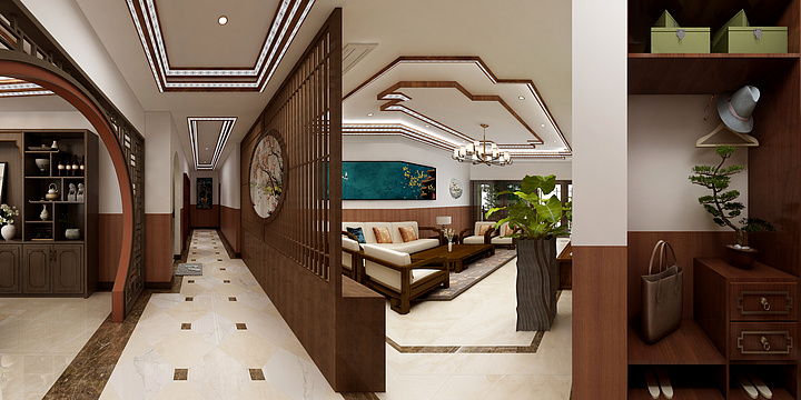 玲蛋O-温馨小家-新中式二居装修效果图