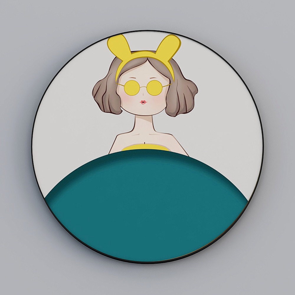 罗尚-现代风-客餐厅卧室圆形装饰画-精致少女