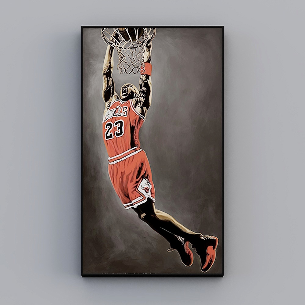 罗尚-现代风-客厅卧室玄关装饰画-NBA球星3D模型