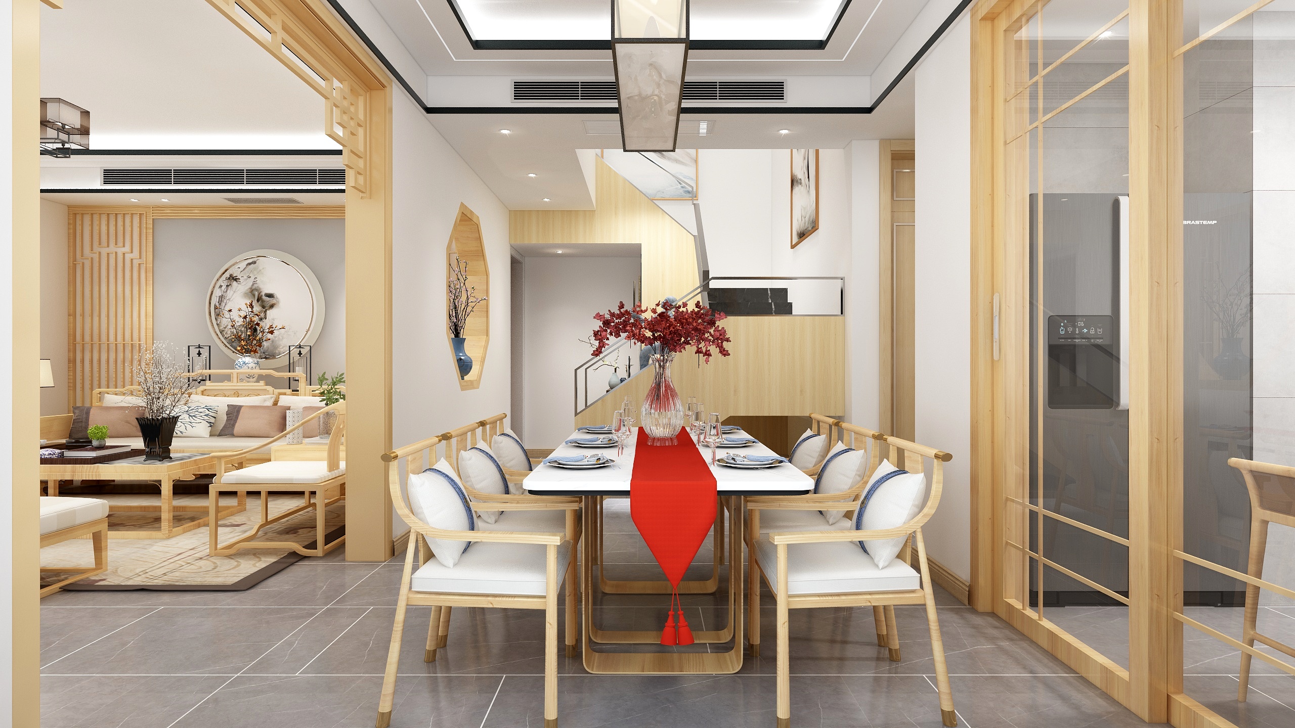 神马云在线-自建房两层简中式装修效果图