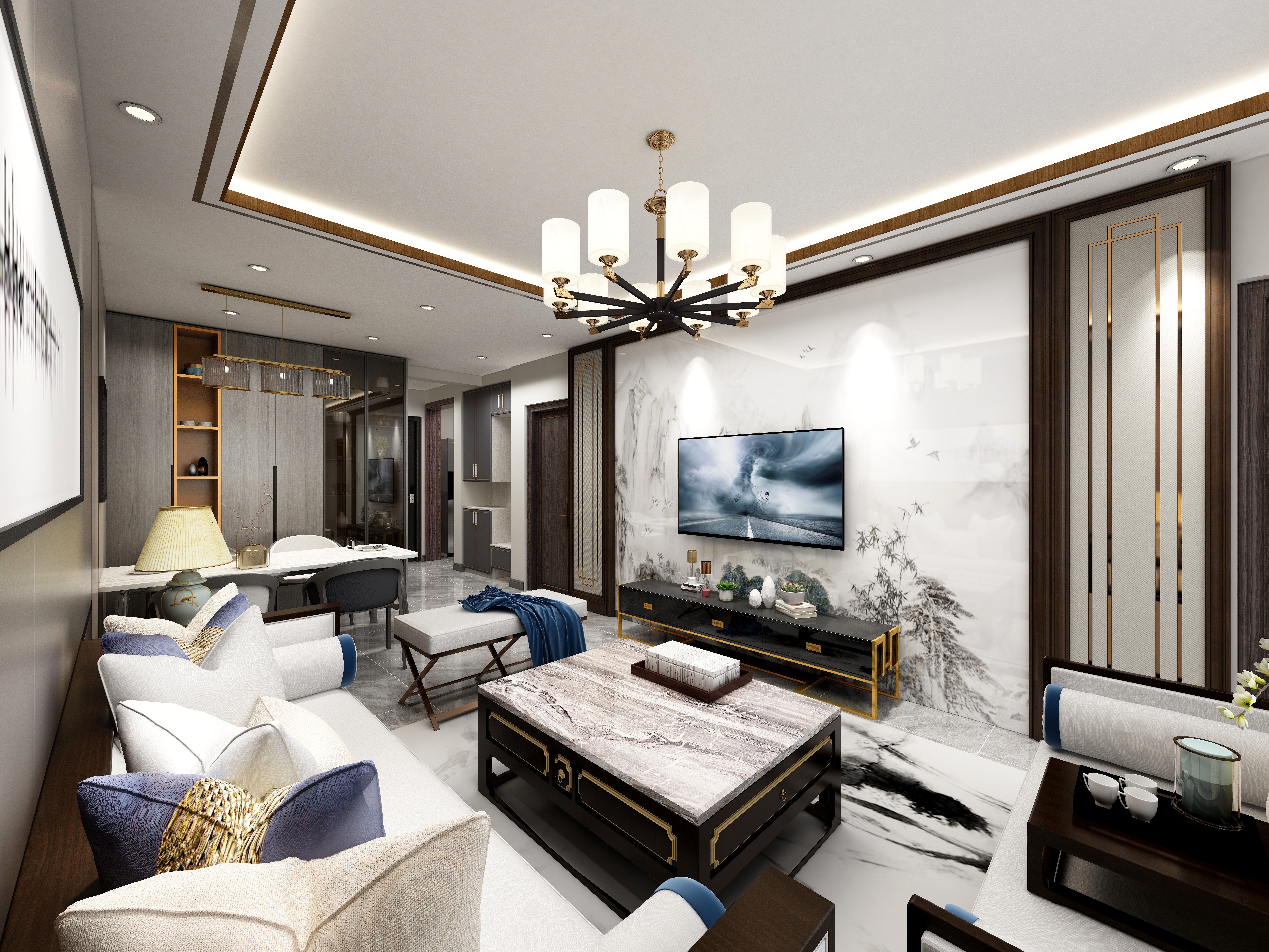 蚂蚁牵牛-二居-新中式-84m²-装修设计方案