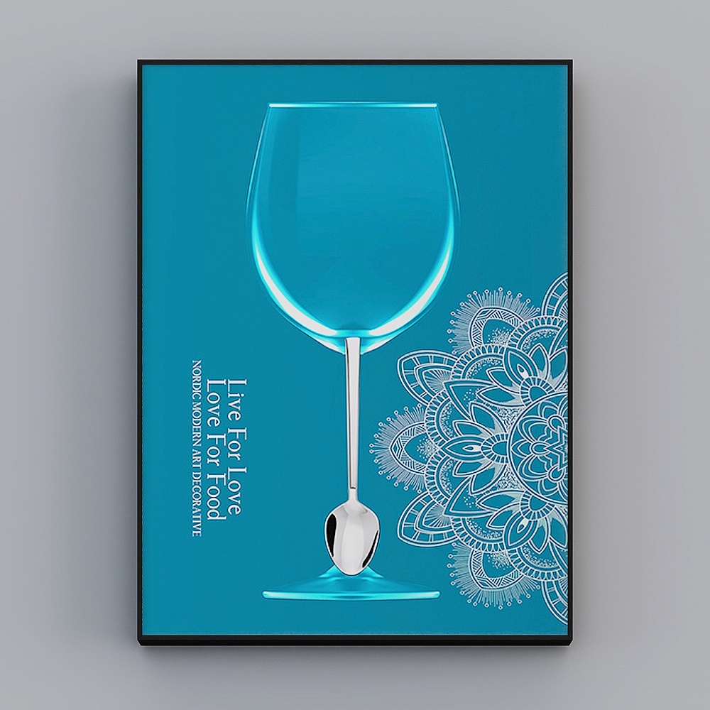 罗尚-现代风-轻奢餐厅装饰画-橙光美酒3D模型