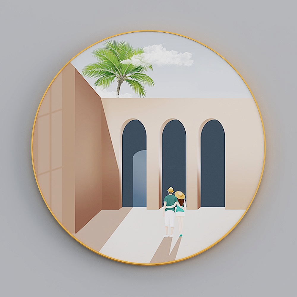 卓益-现代风-抽象建筑空间艺术客厅装饰画-秘境3D模型