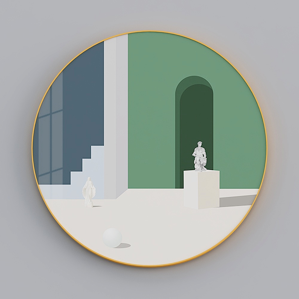 卓益-现代风-抽象建筑空间艺术客厅装饰画-秘境3D模型