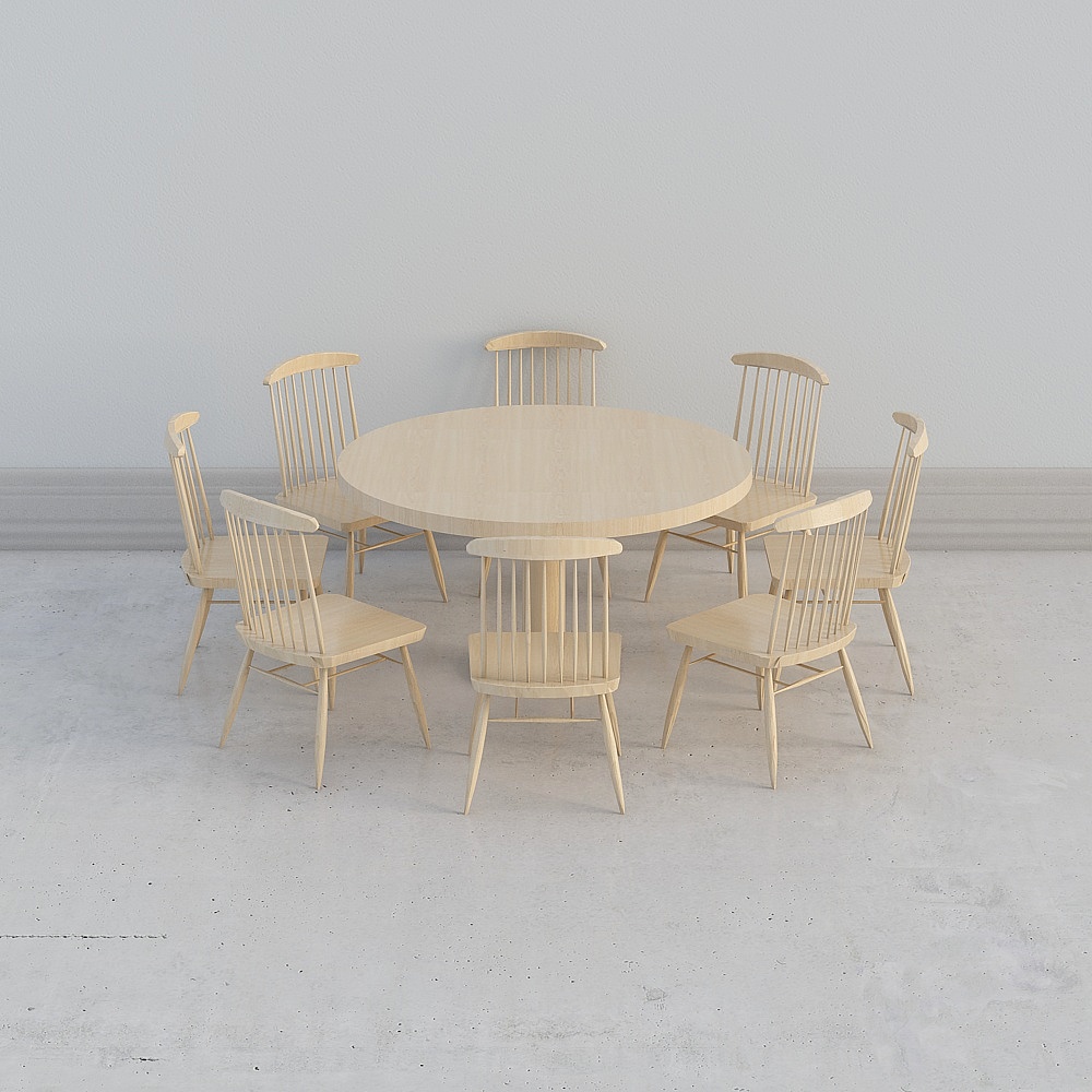 中式火锅店10-餐桌椅组合3D模型
