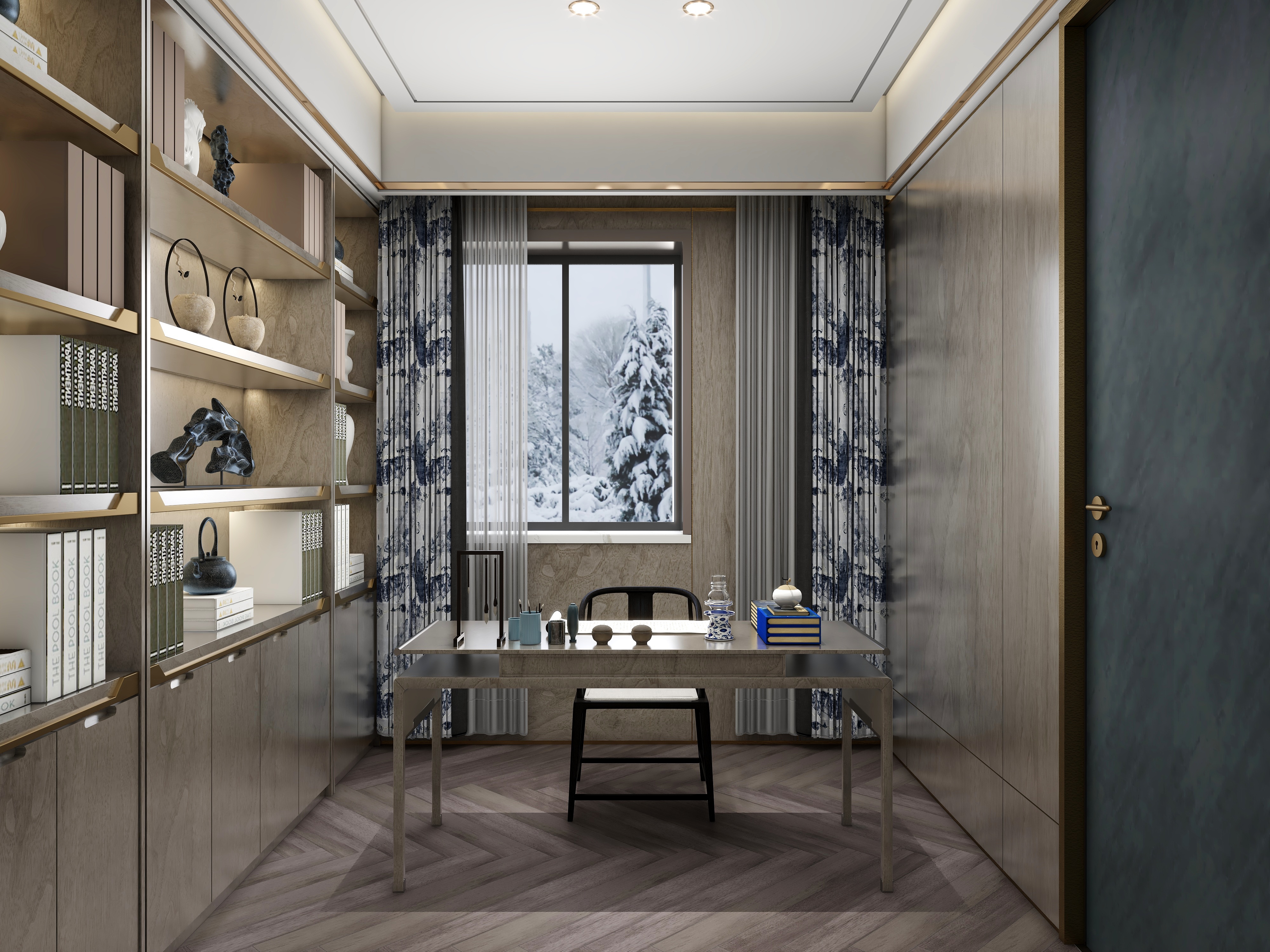 至简名设一钱春-【迷失幻境】160平新中式四居室装修效果图