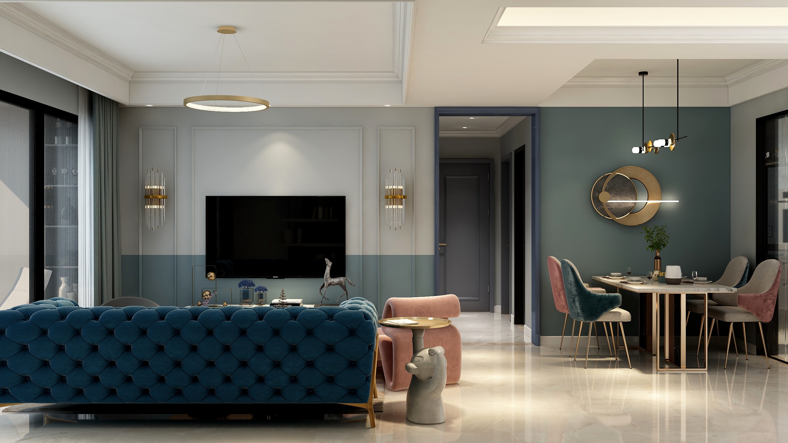 千彦空间设计-泉城金水湾-美式轻奢装修效果图