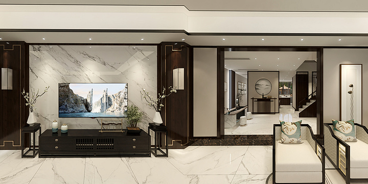 全案设计111-三盛海德公园—中式—复式别墅-270平-装修设计方案