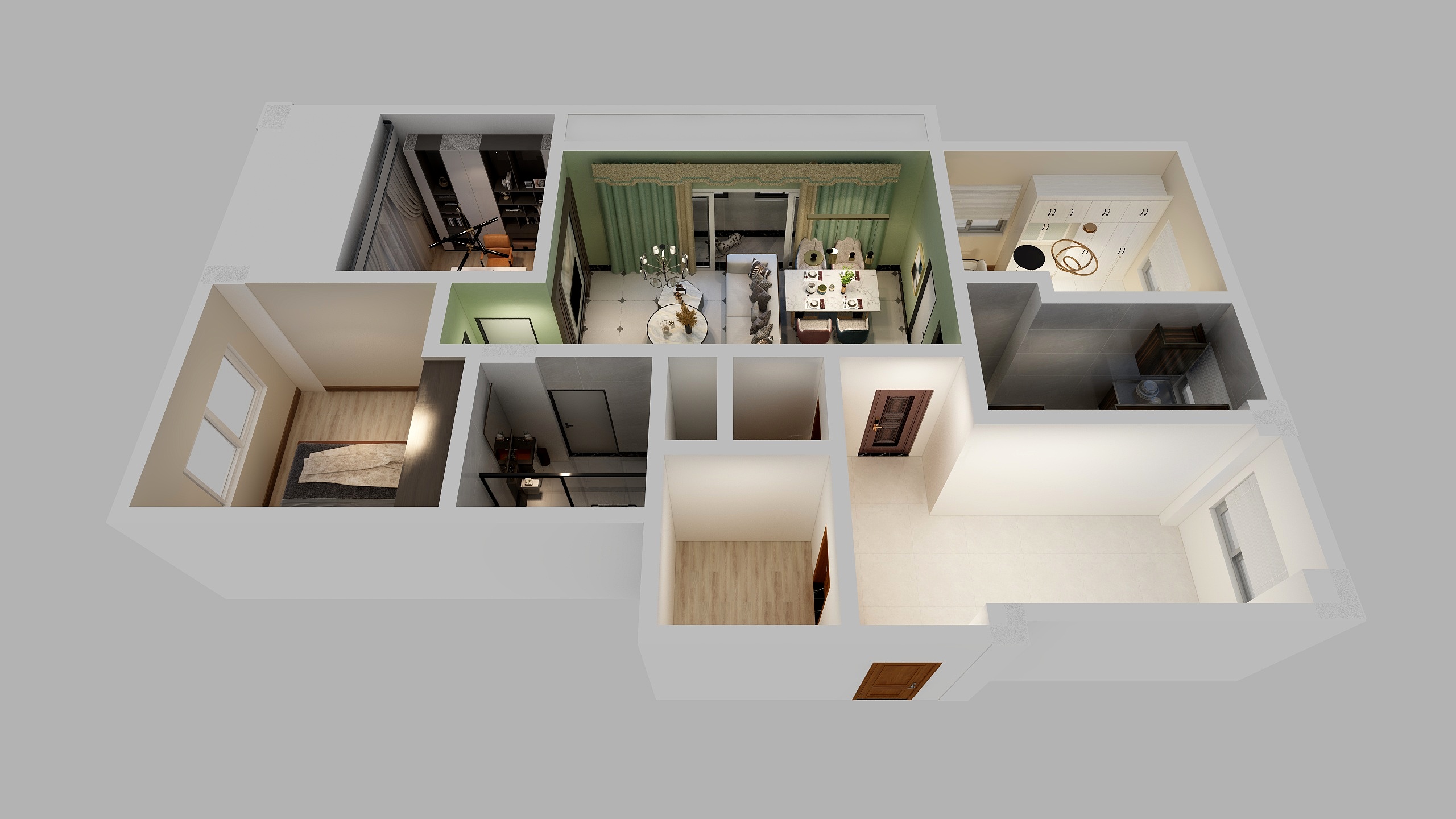 恒雅13727979000-瑞和园89.50㎡B户型3室2厅1卫-装修设计方案