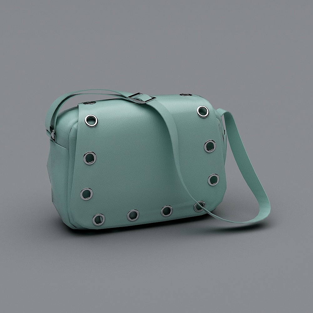 现代包-绿色斜跨女包3D模型