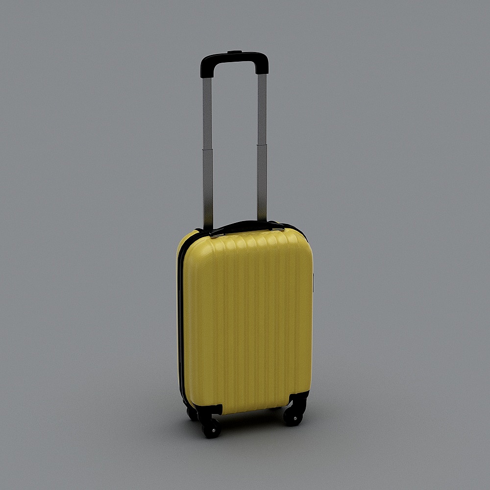 现代行李箱-黄色卡通拉杆箱3D模型