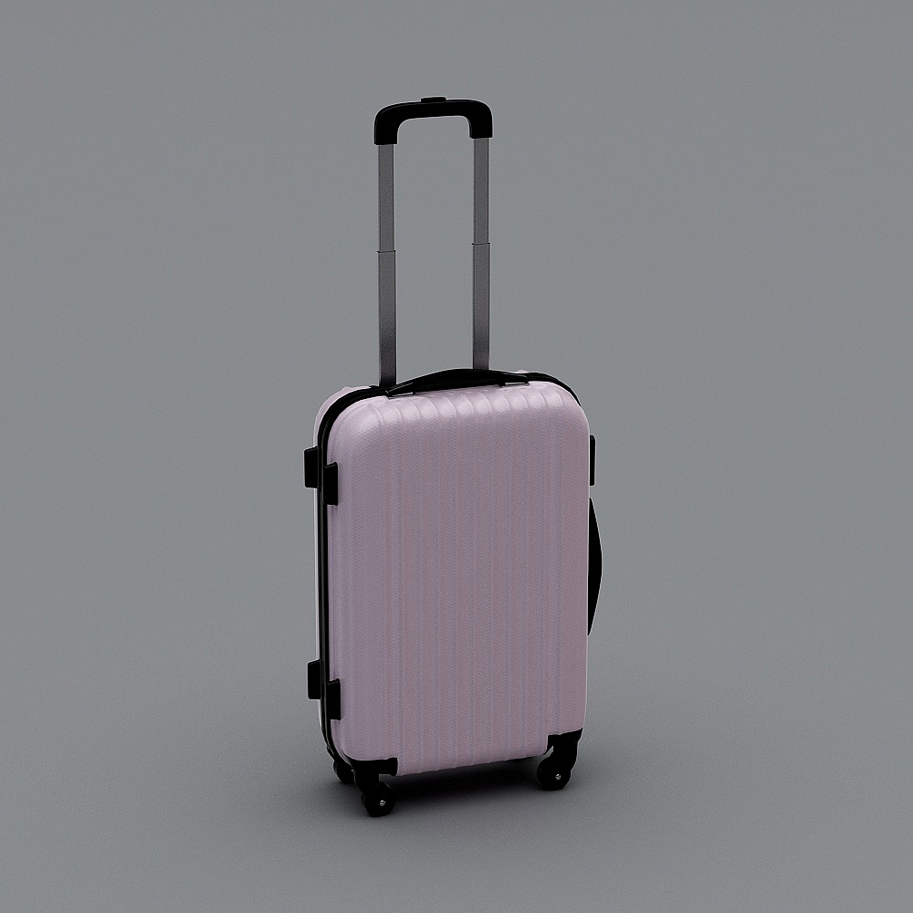 现代行李箱-粉色卡通拉杆箱3D模型