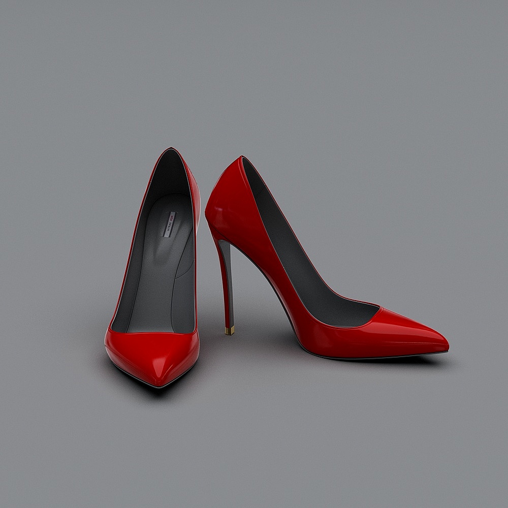 现代高跟鞋-红色高跟鞋3D模型