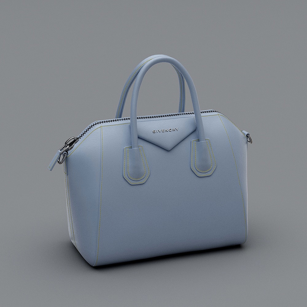 现代包-蓝色斜跨手提包3D模型