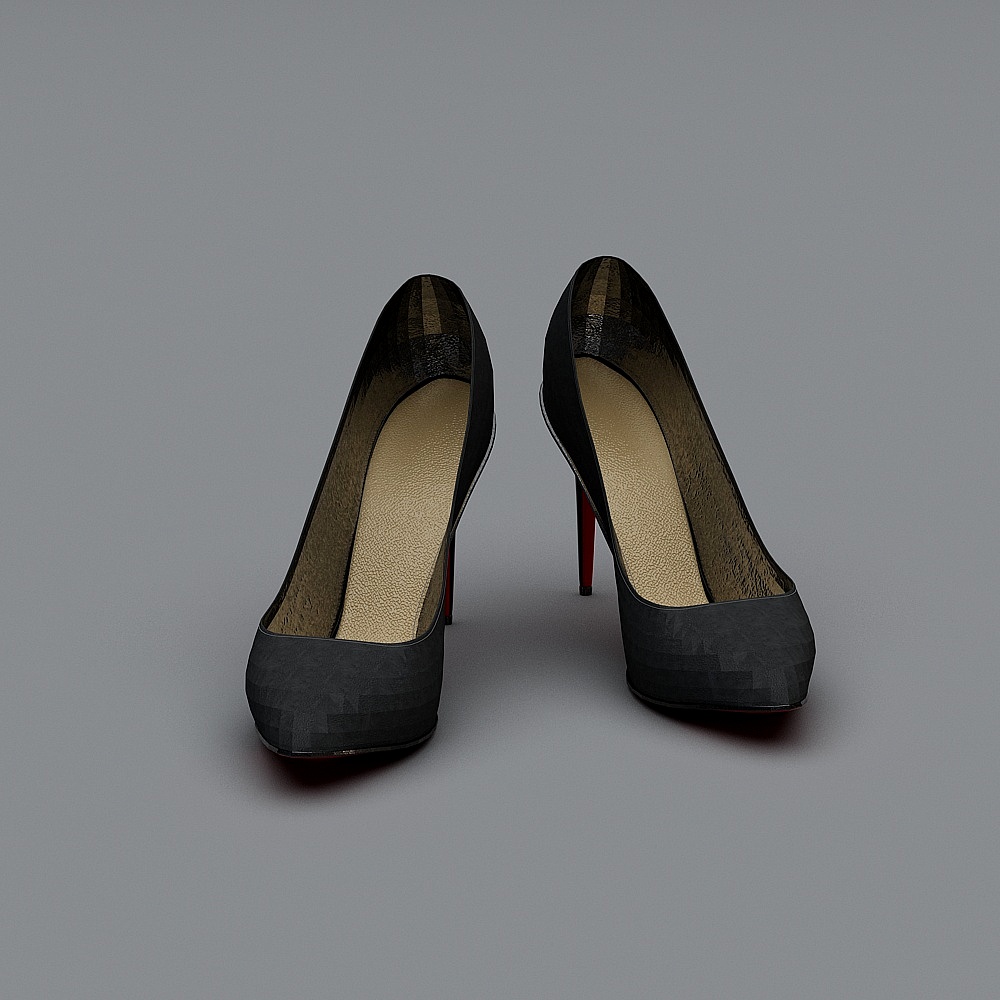 现代鞋子-黑色高跟女鞋3D模型