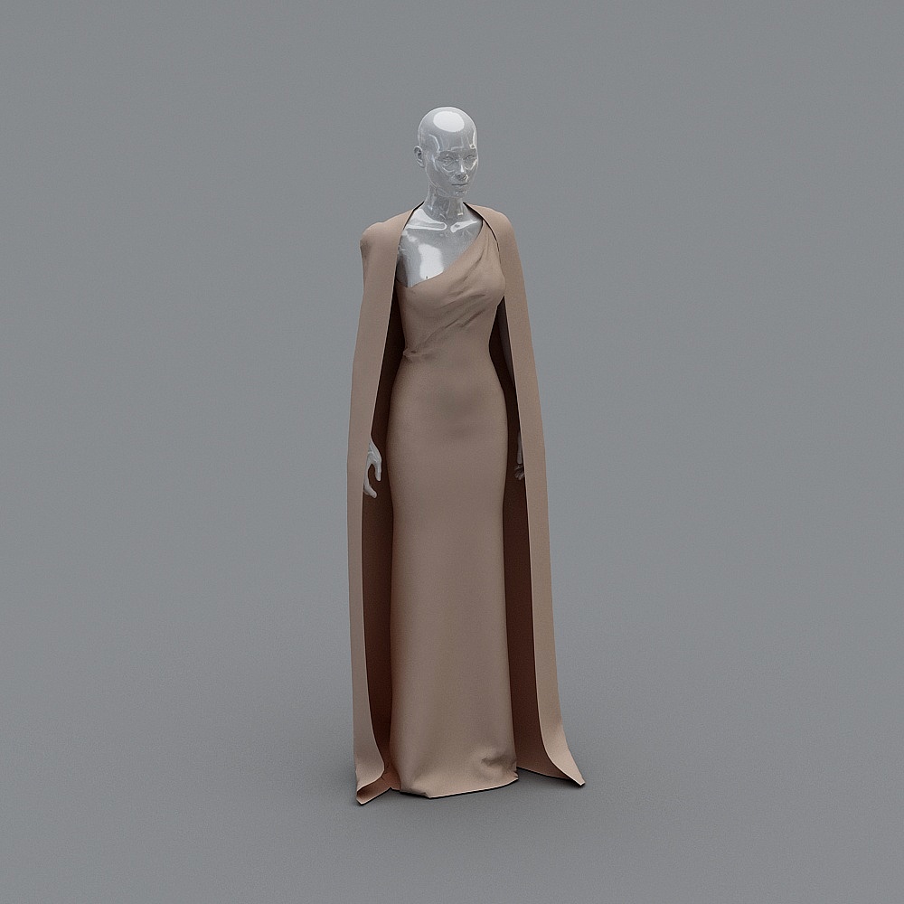 现代模特-裙子女模特-23D模型