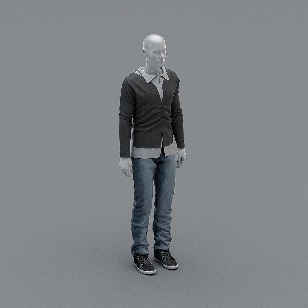 现代模特-服装男模特-23D模型
