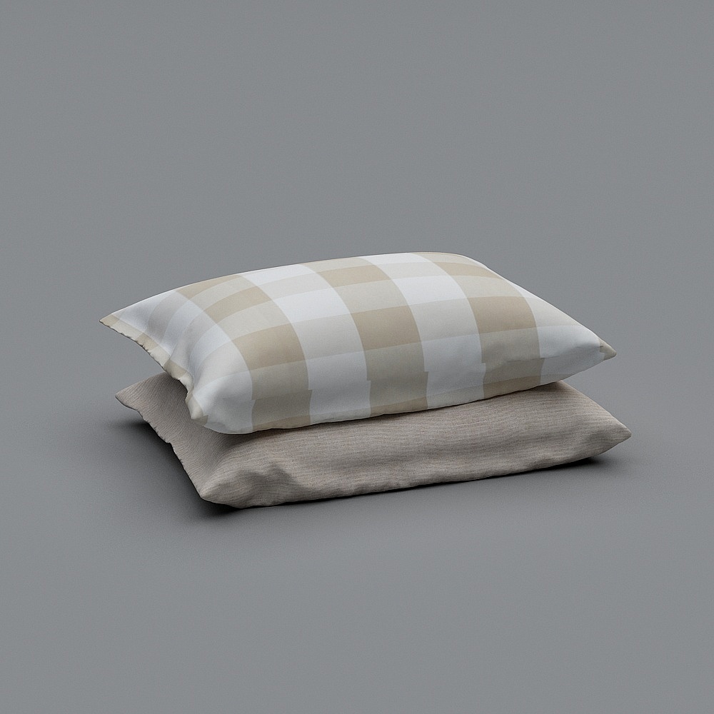 现代双人床-枕头