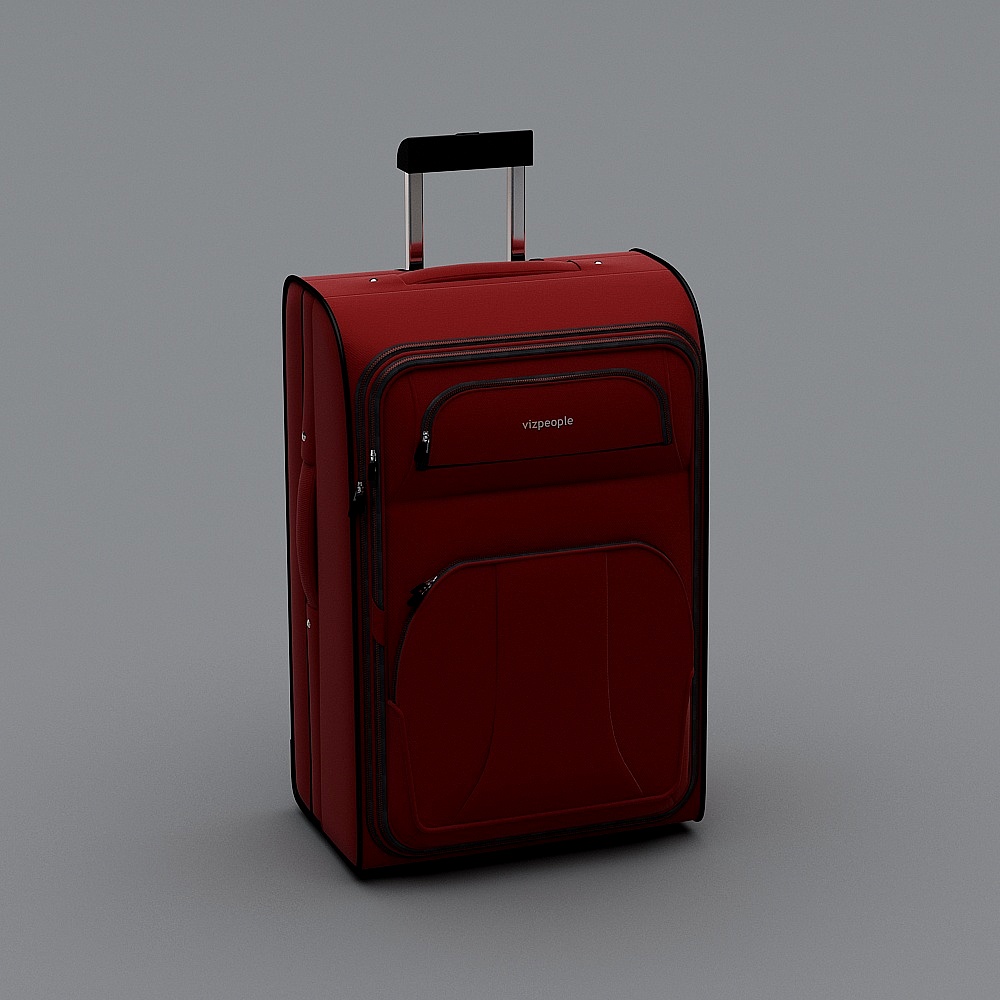 现代包-红色拉杆箱3D模型