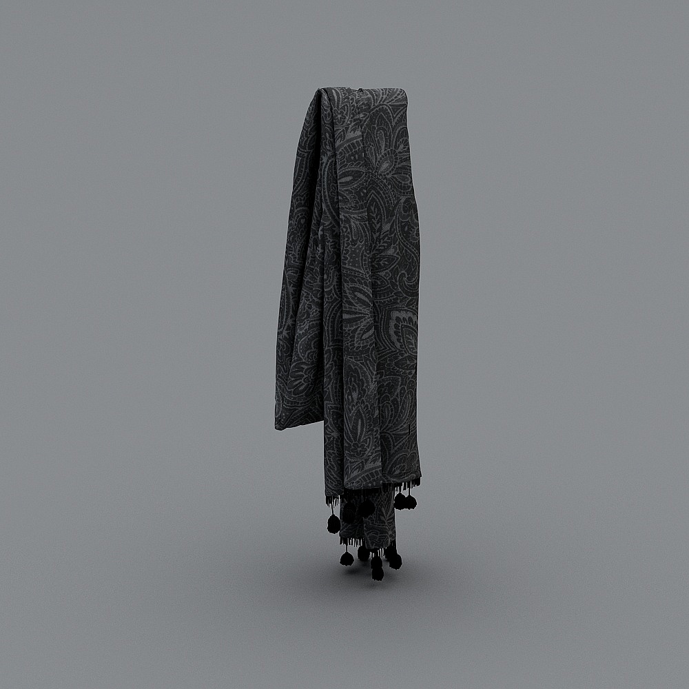 现代围巾-灰花围巾3D模型