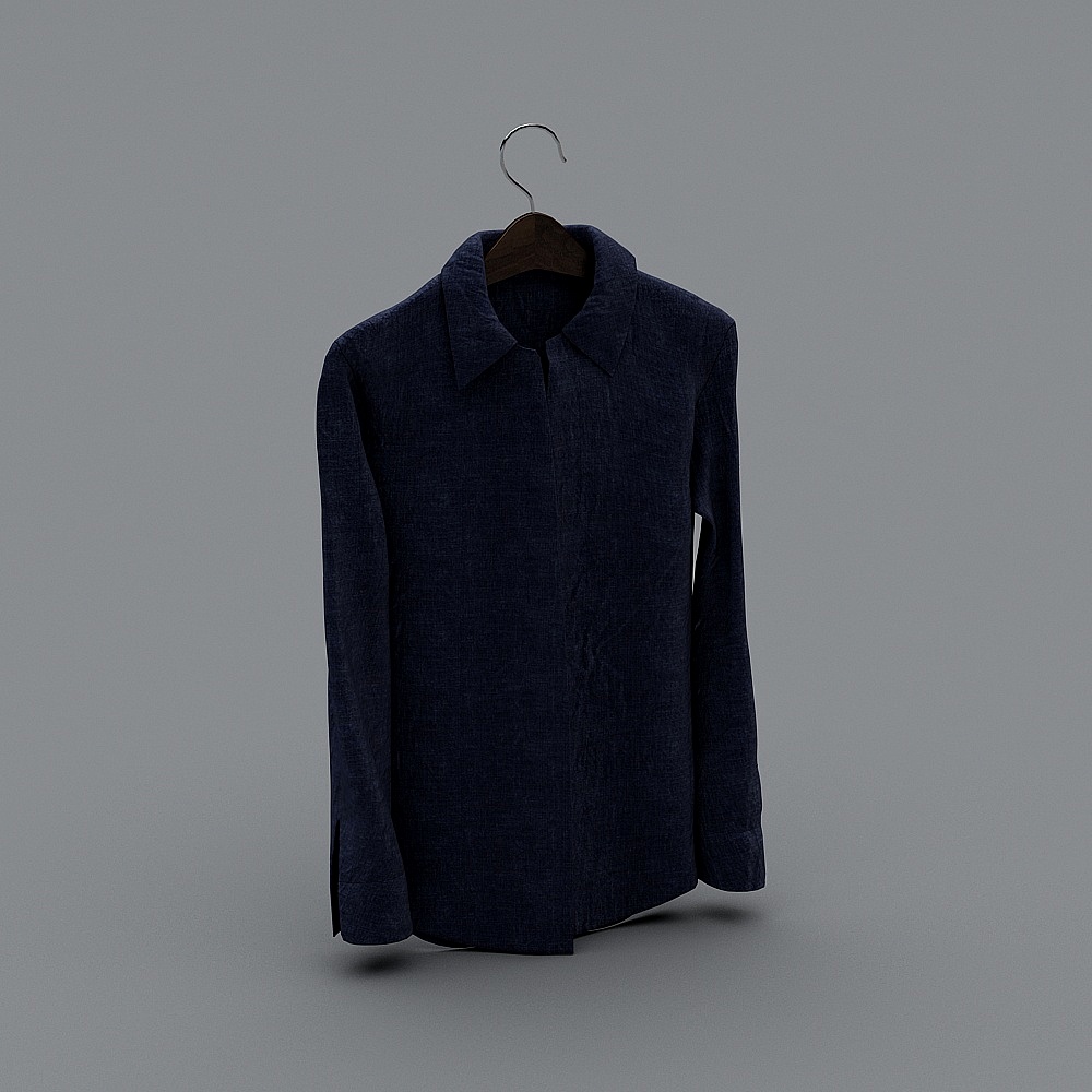 现代衣服-4-蓝色衬衫3D模型