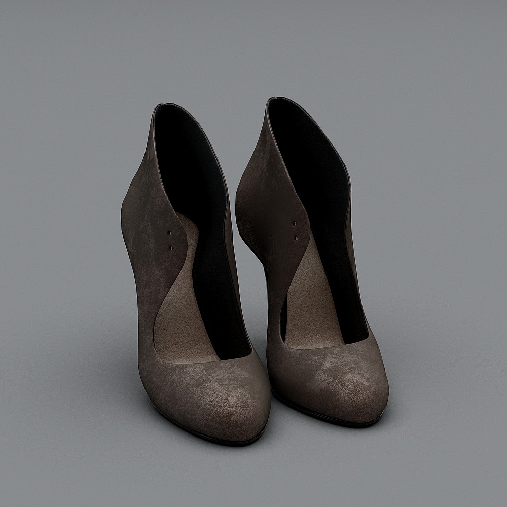 现代衣服-1-高跟皮鞋3D模型